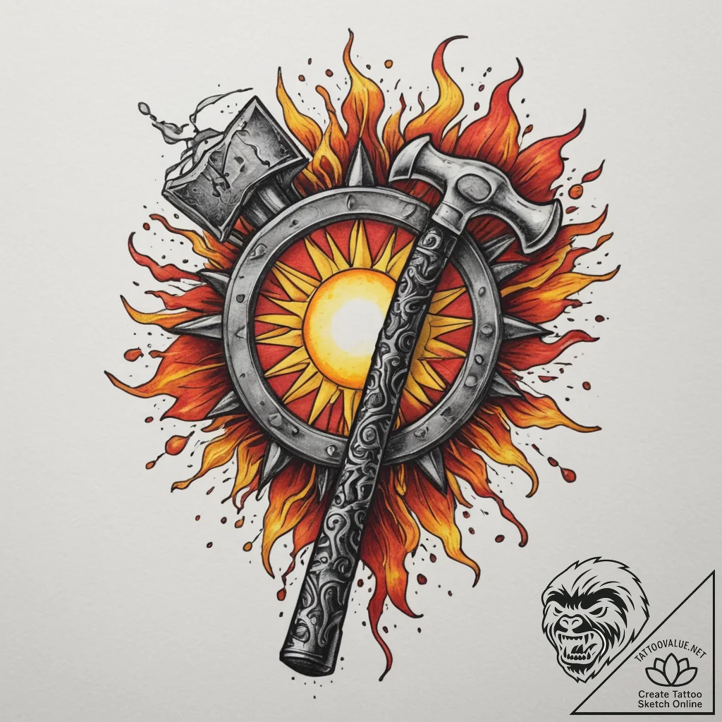 Tattoo design: a blacksmith's hammer and tong... - tattoo sketch (№1755498288_0, 18.08.2025 06:24) — tattoovalue.net