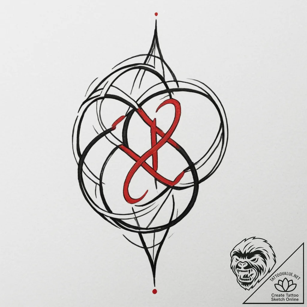 Tattoo sketch gemini's twin glyphs intertwine... - tattoo sketch (№1755498493_0, 18.08.2025 06:28) — tattoovalue.net