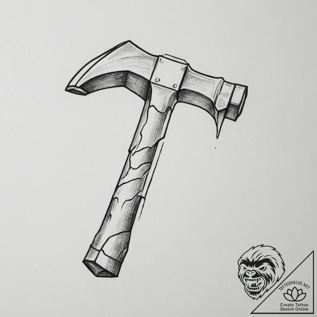 Tattoo design a powerful and simple hammer ou... - tattoo sketch (№1755498890_0, 18.08.2025 06:34) — tattoovalue.net