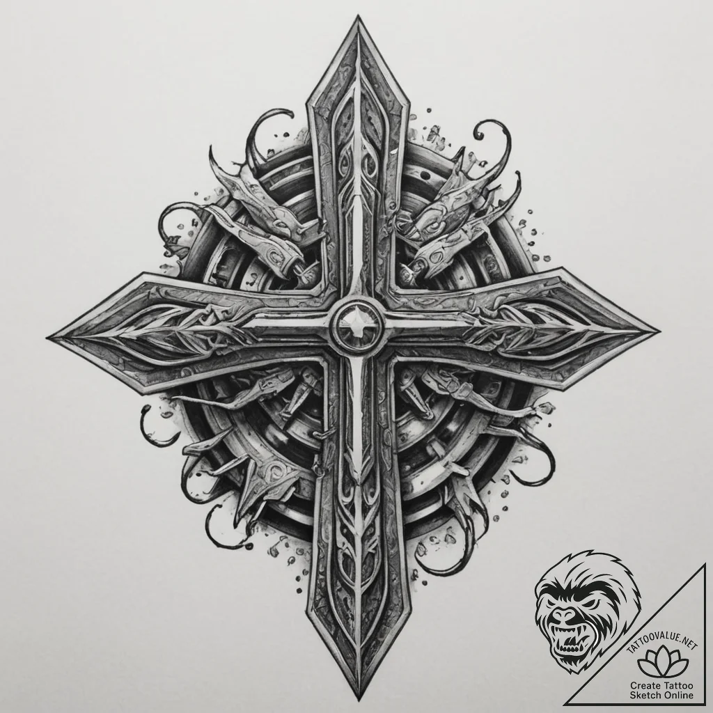 The inside of a busy, gritty auto repair shop... - tattoo sketch (№1755500093_0, 18.08.2025 06:54) — tattoovalue.net