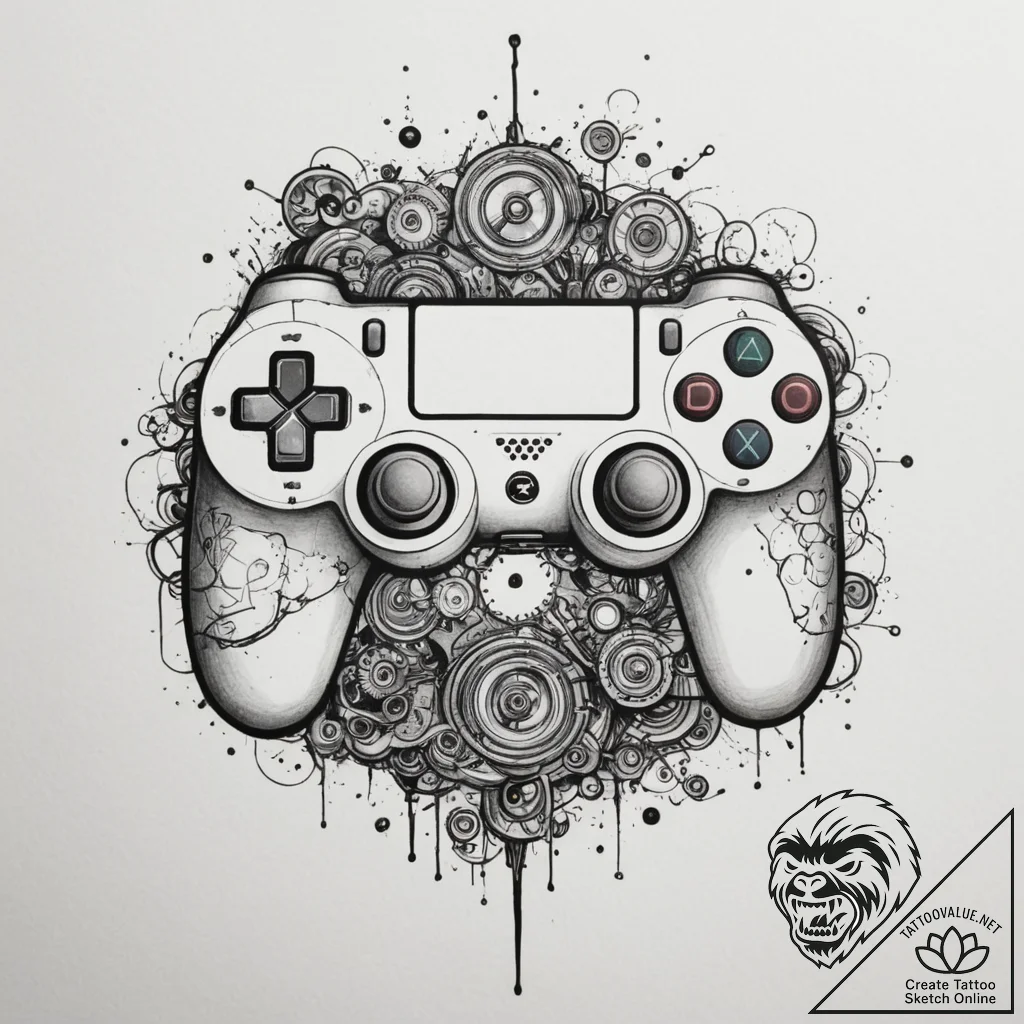 Tattoo design a controller's face buttons arr... - tattoo sketch (№1755500298_0, 18.08.2025 06:58) — tattoovalue.net