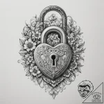 Tattoo design a padlock with a date engraved… – tattoo sketch (№1755502109_0, 18.08.2025 07:28) — tattoovalue.net