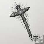 Tattoo sketch: stylized depiction of perun’s… – tattoo sketch (№1755503512_0, 18.08.2025 07:51) — tattoovalue.net