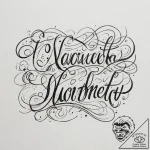 An old, forgotten love letter, written in cur… – tattoo sketch (№1755505510_0, 18.08.2025 08:25) — tattoovalue.net