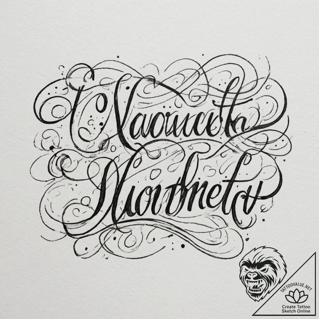 An old, forgotten love letter, written in cur... - tattoo sketch (№1755505510_0, 18.08.2025 08:25) — tattoovalue.net
