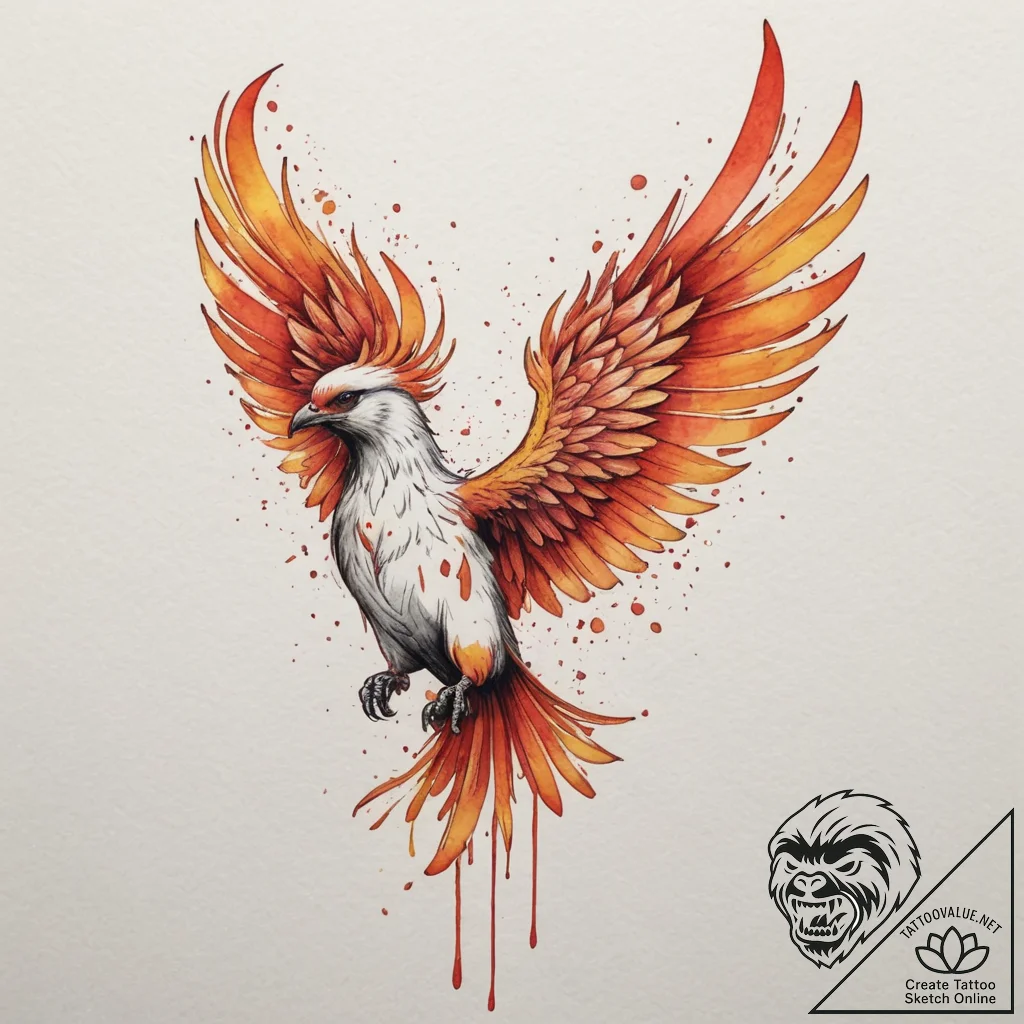 A neo-traditional tattoo design of the firebi... - tattoo sketch (№1755506519_0, 18.08.2025 08:41) — tattoovalue.net
