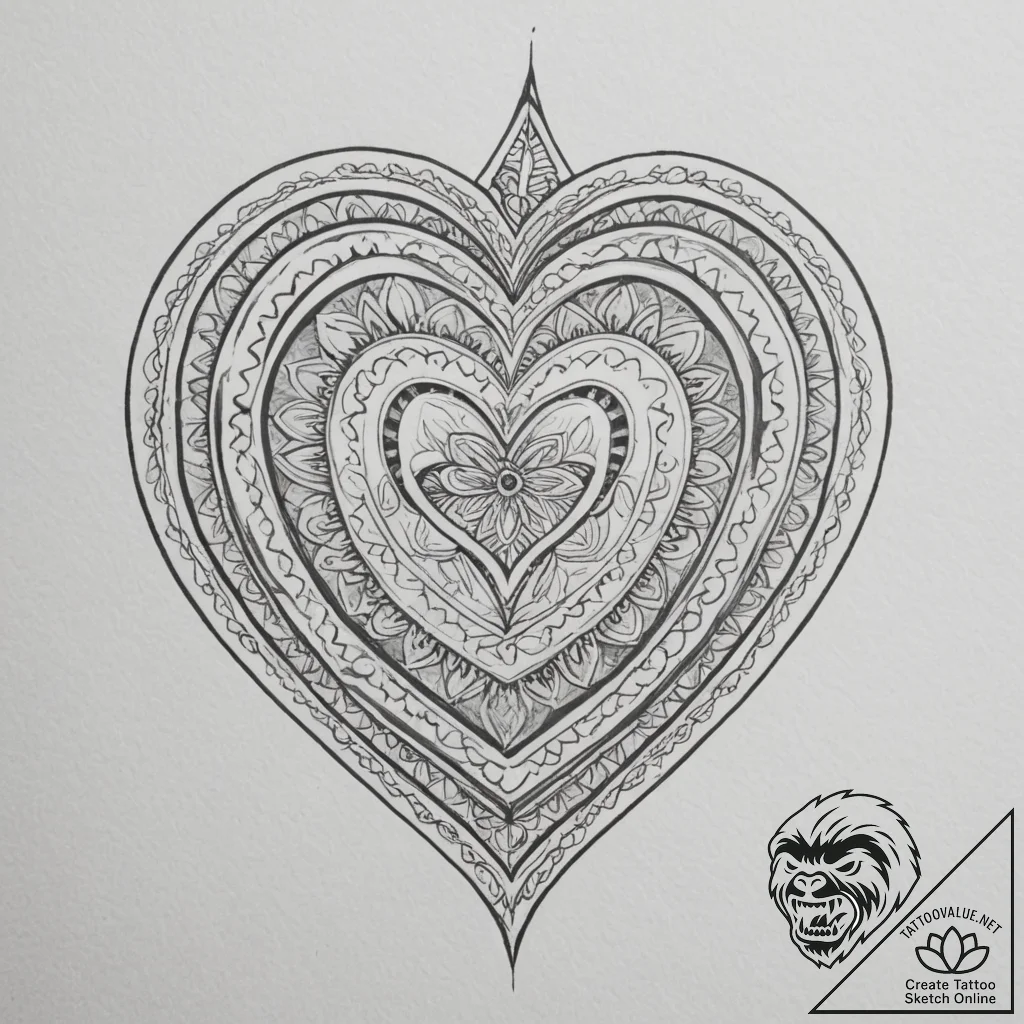 Tattoo sketch a 'sacred heart' symbol with a... - tattoo sketch (№1755506921_0, 18.08.2025 08:48) — tattoovalue.net
