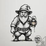 Dwarf miner with a lantern, tattoo sketch des… – tattoo sketch (№1755507325_0, 18.08.2025 08:55) — tattoovalue.net