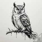 Tattoo design a stylized raven or owl watchin… – tattoo sketch (№1755507522_0, 18.08.2025 08:58) — tattoovalue.net