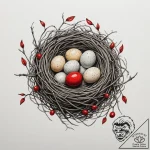 A bird’s nest with small, speckled eggs., tat… – tattoo sketch (№1755507726_0, 18.08.2025 09:02) — tattoovalue.net