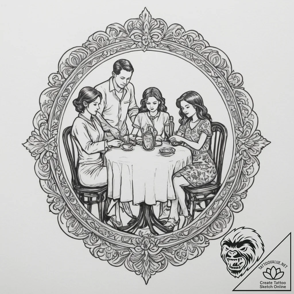 Tattoo design a subtle silhouette of a family... - tattoo sketch (№1755507925_0, 18.08.2025 09:05) — tattoovalue.net