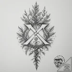 128. tattoo sketch: “rod” rune as a central e… – tattoo sketch (№1755508123_0, 18.08.2025 09:08) — tattoovalue.net