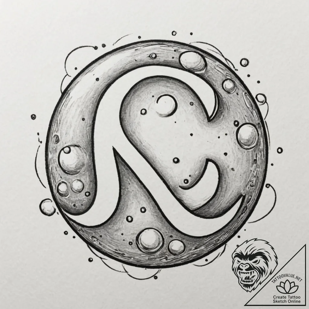Tattoo sketch a child's initial in a bubble.,... - tattoo sketch (№1755508933_0, 18.08.2025 09:22) — tattoovalue.net