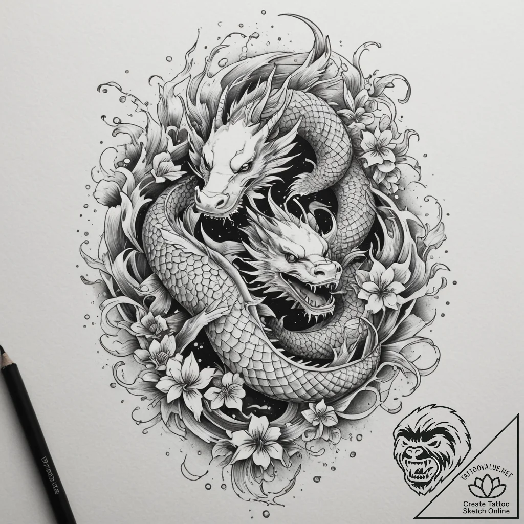 Flock of birds, artistic tattoo sketch, dotwo... - tattoo sketch (№1755510959_0, 18.08.2025 09:55) — tattoovalue.net