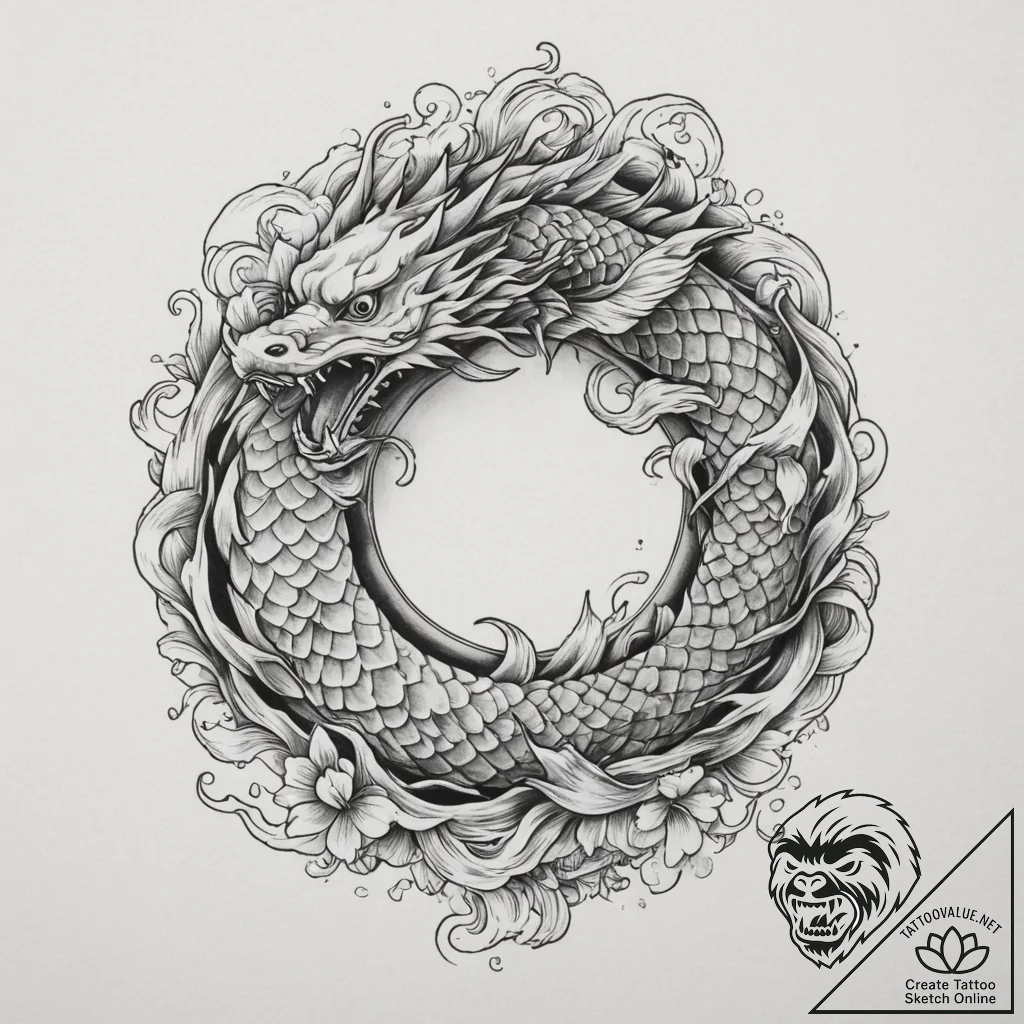 Donut, artistic tattoo sketch, irezumi japane... - tattoo sketch (№1755511755_0, 18.08.2025 10:09) — tattoovalue.net