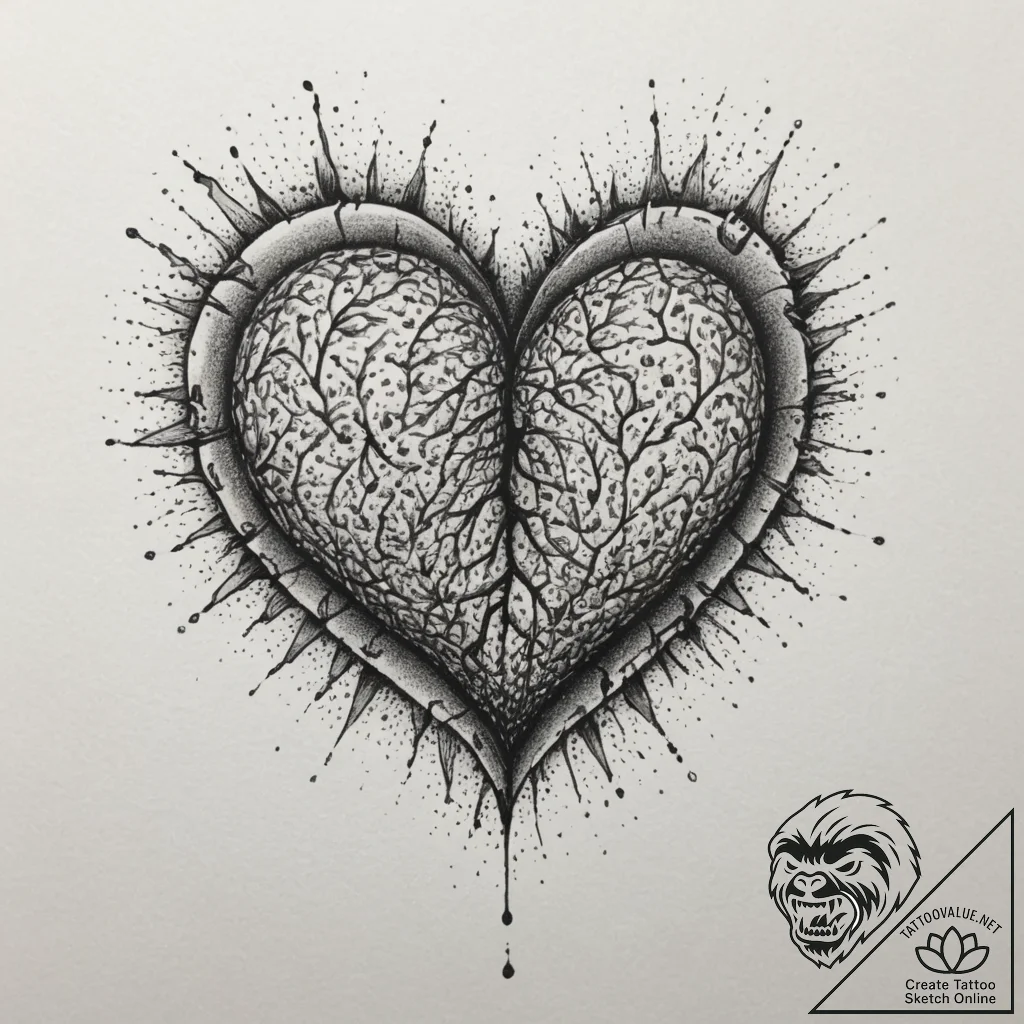 Tattoo design a heart with a subtle fingerpri... - tattoo sketch (№1755512151_0, 18.08.2025 10:15) — tattoovalue.net