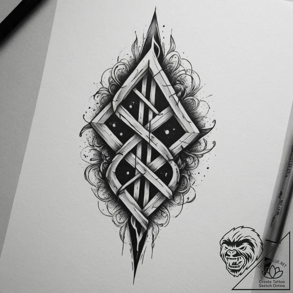 136. tattoo sketch: the rune "ud," depicted b... - tattoo sketch (№1755517125_0, 18.08.2025 11:38) — tattoovalue.net