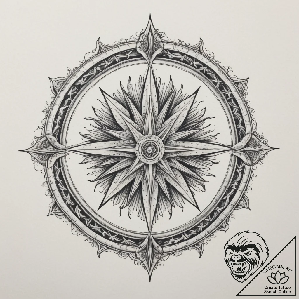 Tattoo sketch a single, glowing "north star"... - tattoo sketch (№1755517926_0, 18.08.2025 11:52) — tattoovalue.net