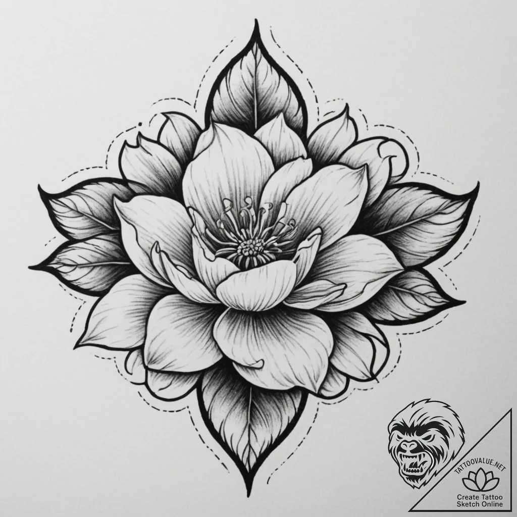 Tattoo design a half-flower on one partner, c... - tattoo sketch (№1755518125_0, 18.08.2025 11:55) — tattoovalue.net