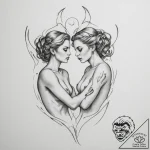 Tattoo sketch gemini twins, one made of light… – tattoo sketch (№1755518921_0, 18.08.2025 12:08) — tattoovalue.net