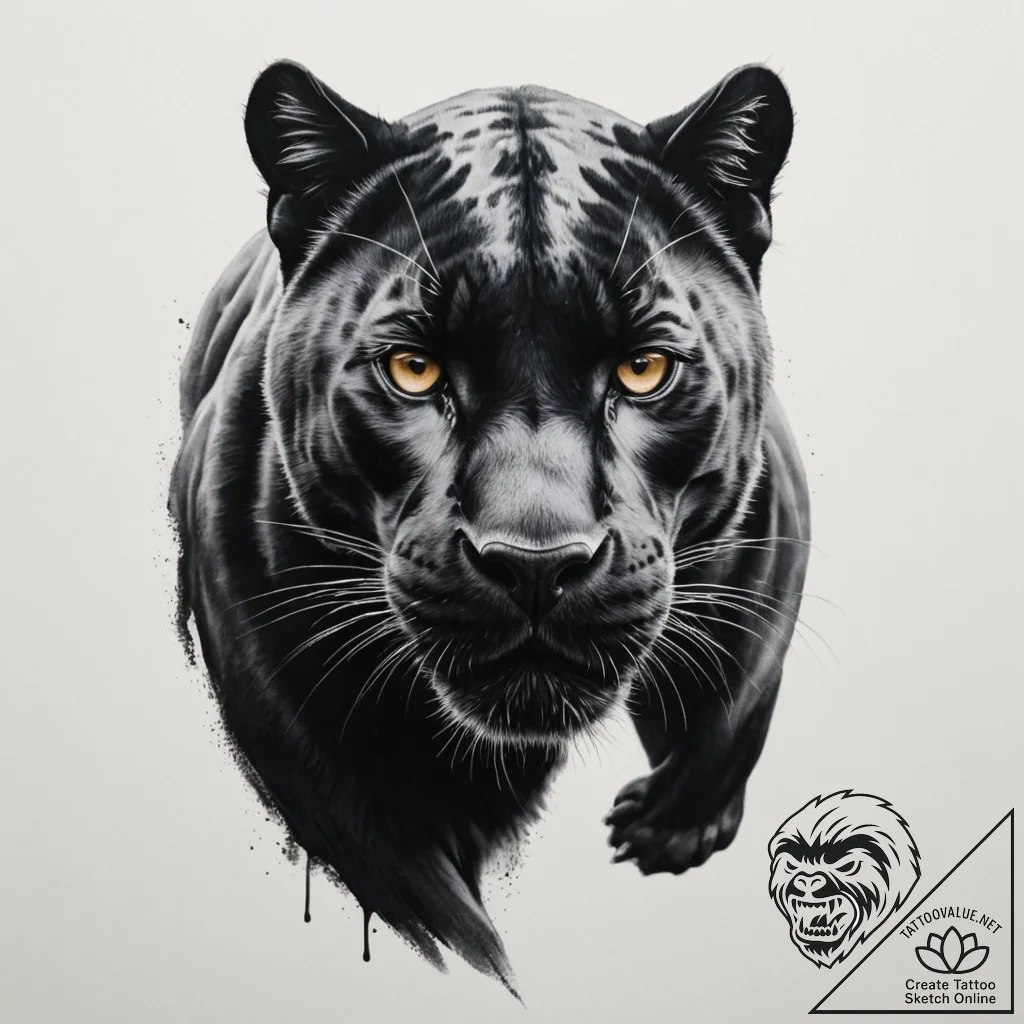 Tattoo sketch a black panther, sleek and powe... - tattoo sketch (№1755519514_0, 18.08.2025 12:18) — tattoovalue.net