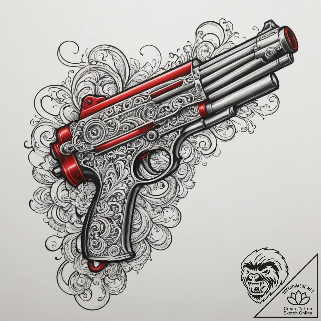 Ray gun, tattoo sketch design, ornamental tat... - tattoo sketch (№1755521506_0, 18.08.2025 12:51) — tattoovalue.net