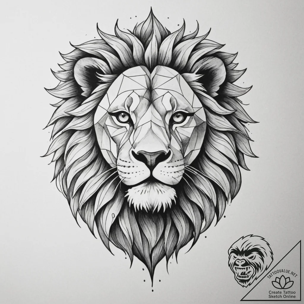 Tattoo sketch a majestic leo lion's face, bro... - tattoo sketch (№1755521906_0, 18.08.2025 12:58) — tattoovalue.net