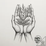Tattoo sketch: a stylized depiction of hands… – tattoo sketch (№1755522714_0, 18.08.2025 13:11) — tattoovalue.net