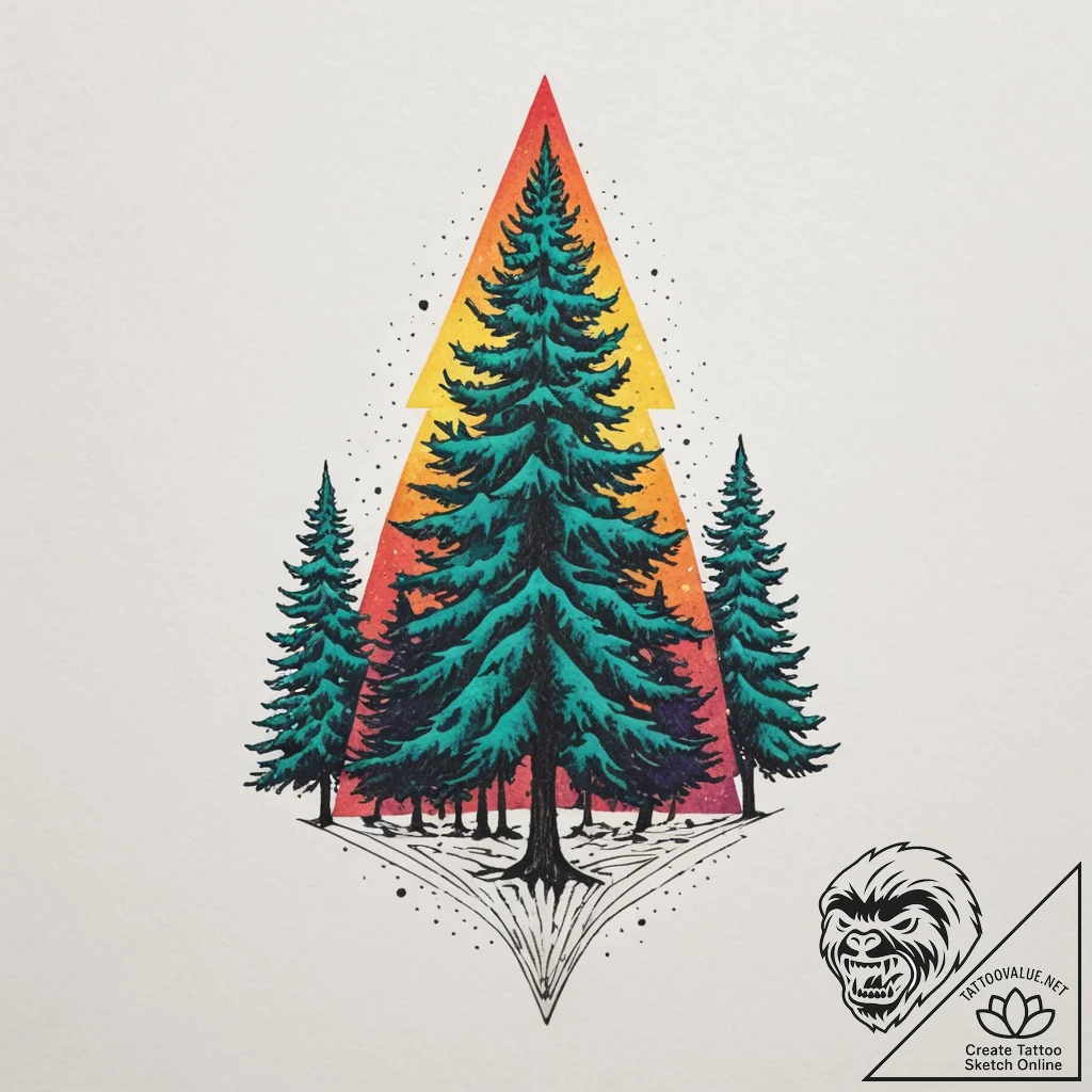 Fir trees, ink illustration for tattoo, vibra... - tattoo sketch (№1755522911_0, 18.08.2025 13:15) — tattoovalue.net