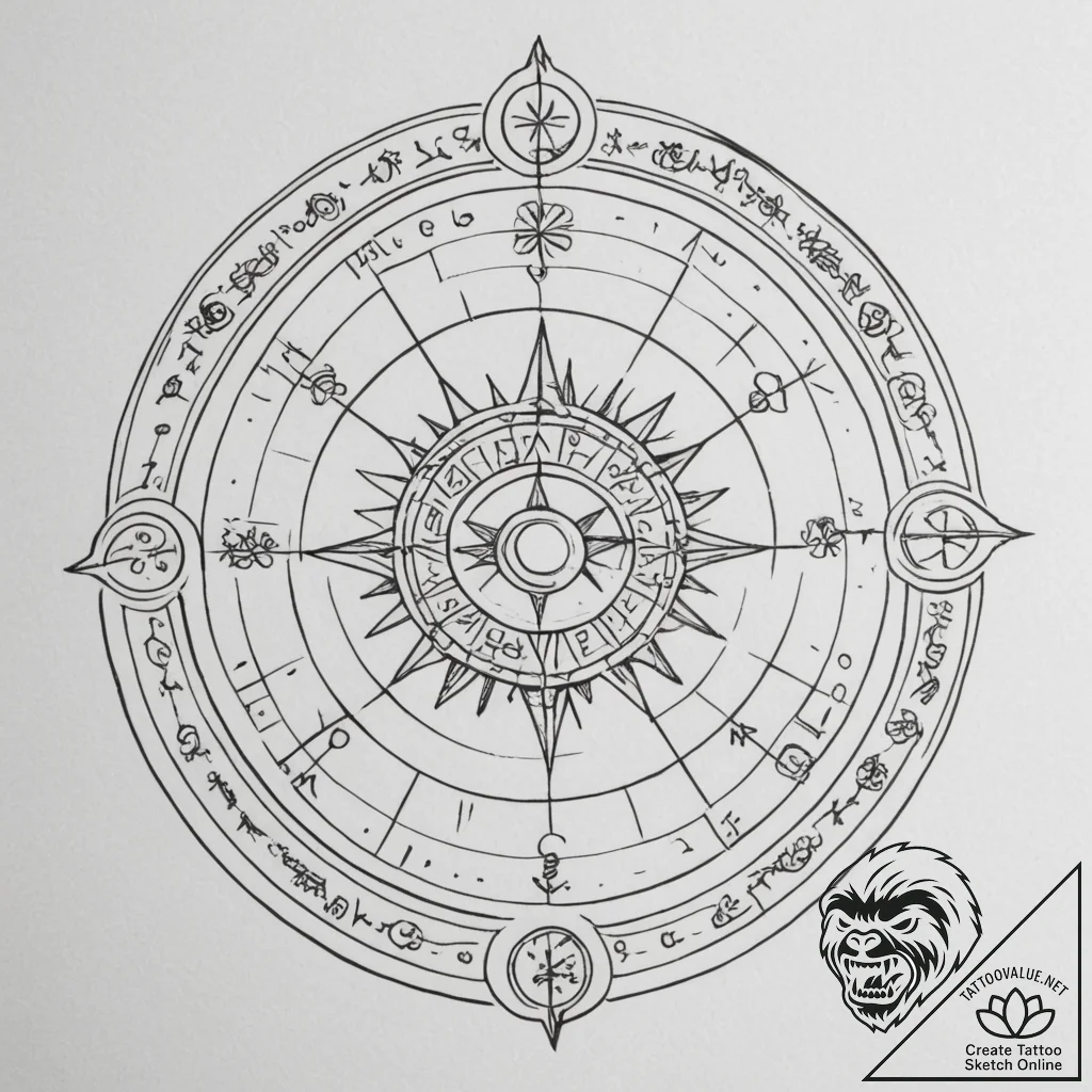 Tattoo sketch a zodiac symbol with elements o... - tattoo sketch (№1755538357_0, 18.08.2025 17:32) — tattoovalue.net