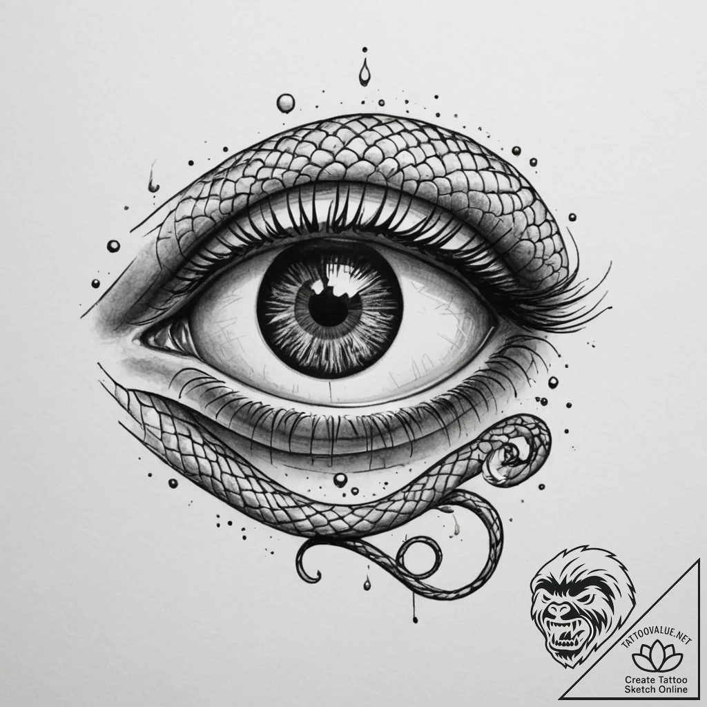 Tattoo design a single, unblinking snake's ey... - tattoo sketch (№1755539276_0, 18.08.2025 17:47) — tattoovalue.net