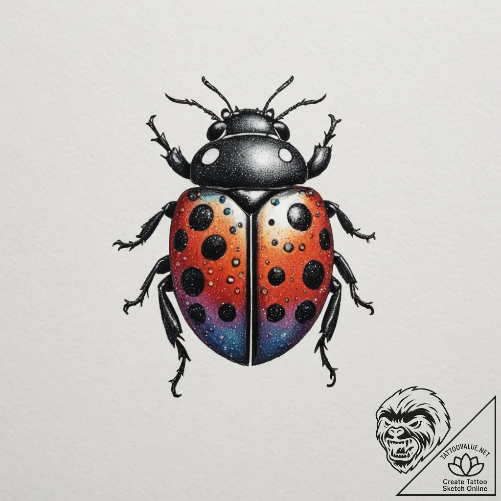 Ladybug, tattoo flash sheet design, on a clea... - tattoo sketch (№1755540668_0, 18.08.2025 18:11) — tattoovalue.net