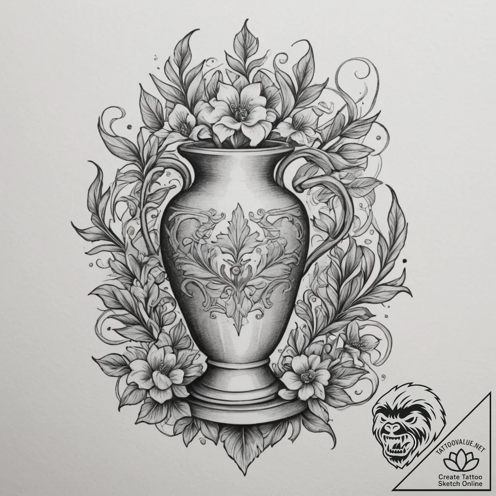 A person throwing a pottery vase on a wheel.,... - tattoo sketch (№1755544240_0, 18.08.2025 19:10) — tattoovalue.net