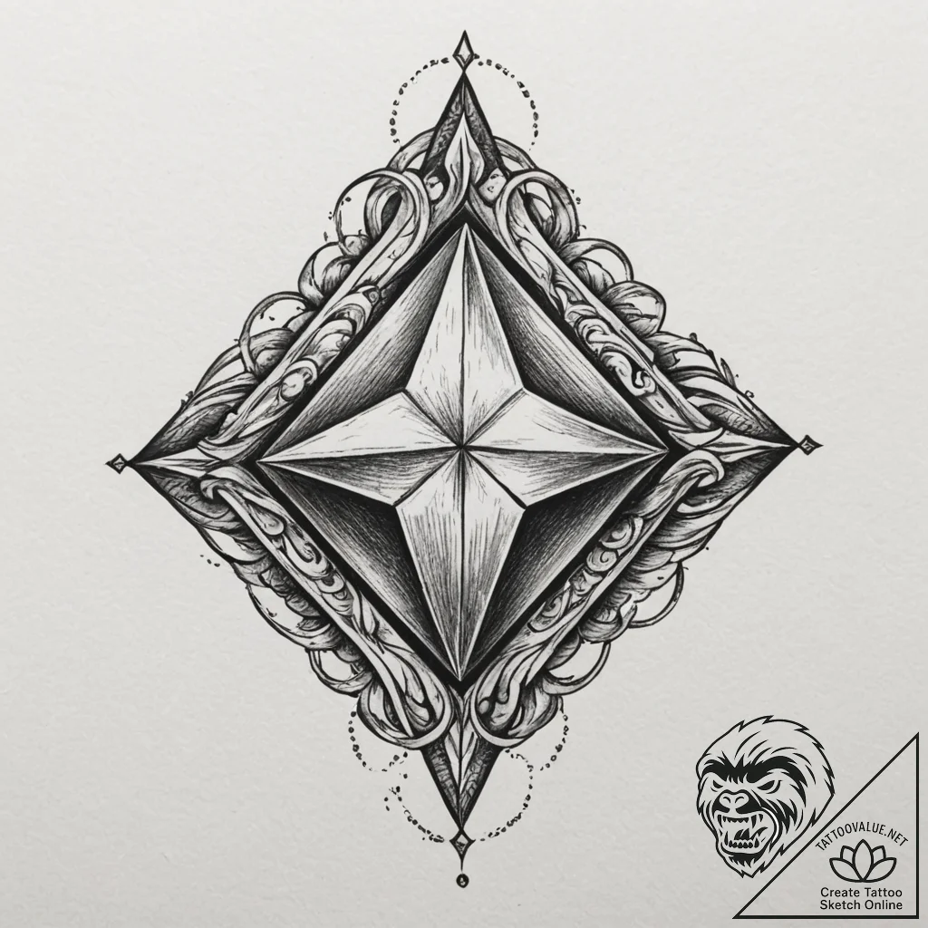 Tattoo sketch a diamond shape, strong and unb... - tattoo sketch (№1755545429_0, 18.08.2025 19:30) — tattoovalue.net