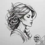 Tattoo design a virgo maiden’s profile, outli… – tattoo sketch (№1755545628_0, 18.08.2025 19:33) — tattoovalue.net