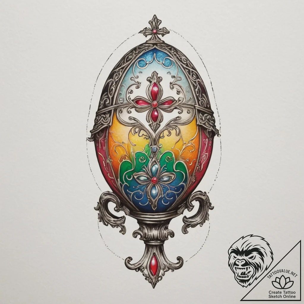 Faberge egg, ink illustration for tattoo, vib... - tattoo sketch (№1755546221_0, 18.08.2025 19:43) — tattoovalue.net