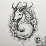 Tattoo design a capricorn goat-fish with a ti… – tattoo sketch (№1755546421_0, 18.08.2025 19:47) — tattoovalue.net