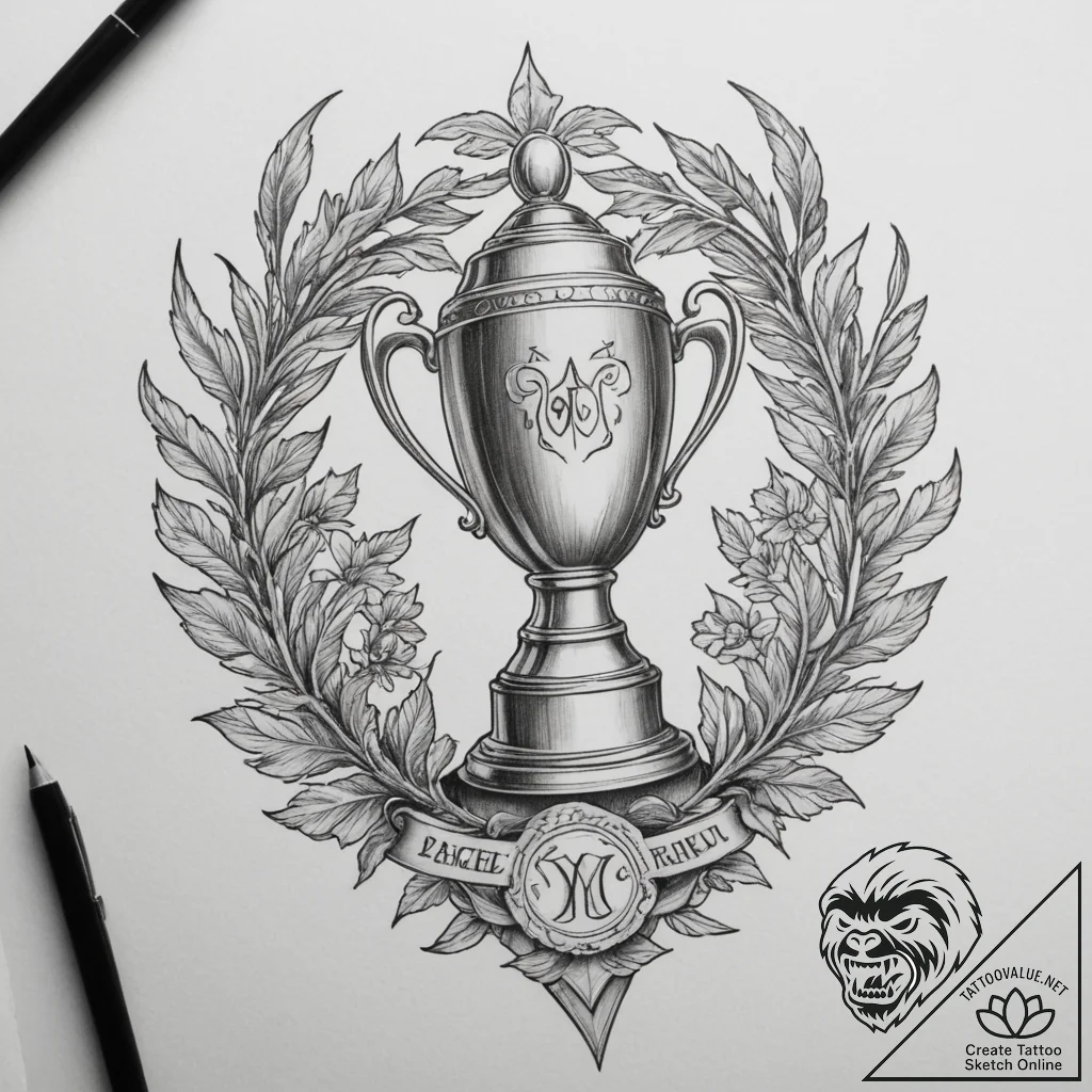 Tattoo sketch a championship trophy with intr... - tattoo sketch (№1755547219_0, 18.08.2025 20:00) — tattoovalue.net