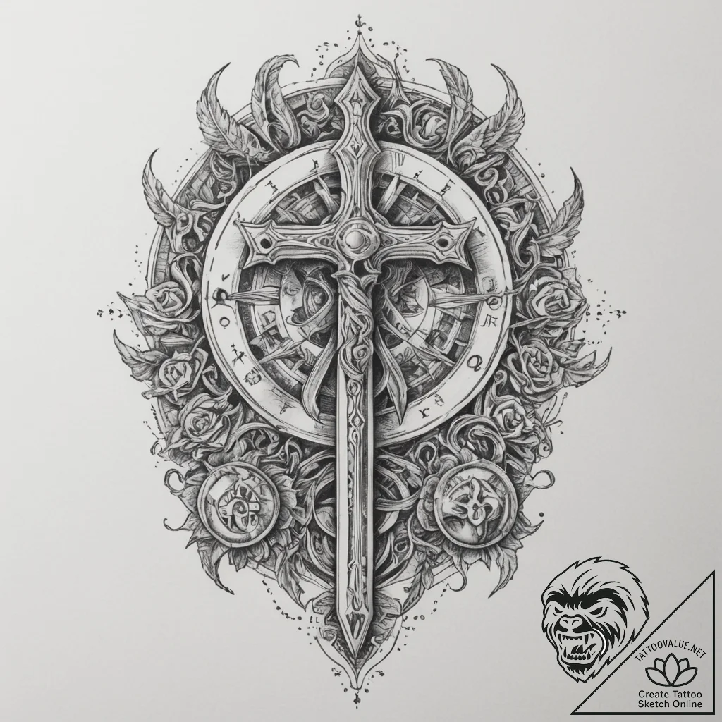 Tattoo sketch a zodiac glyph with subtle taro... - tattoo sketch (№1755547811_0, 18.08.2025 20:10) — tattoovalue.net