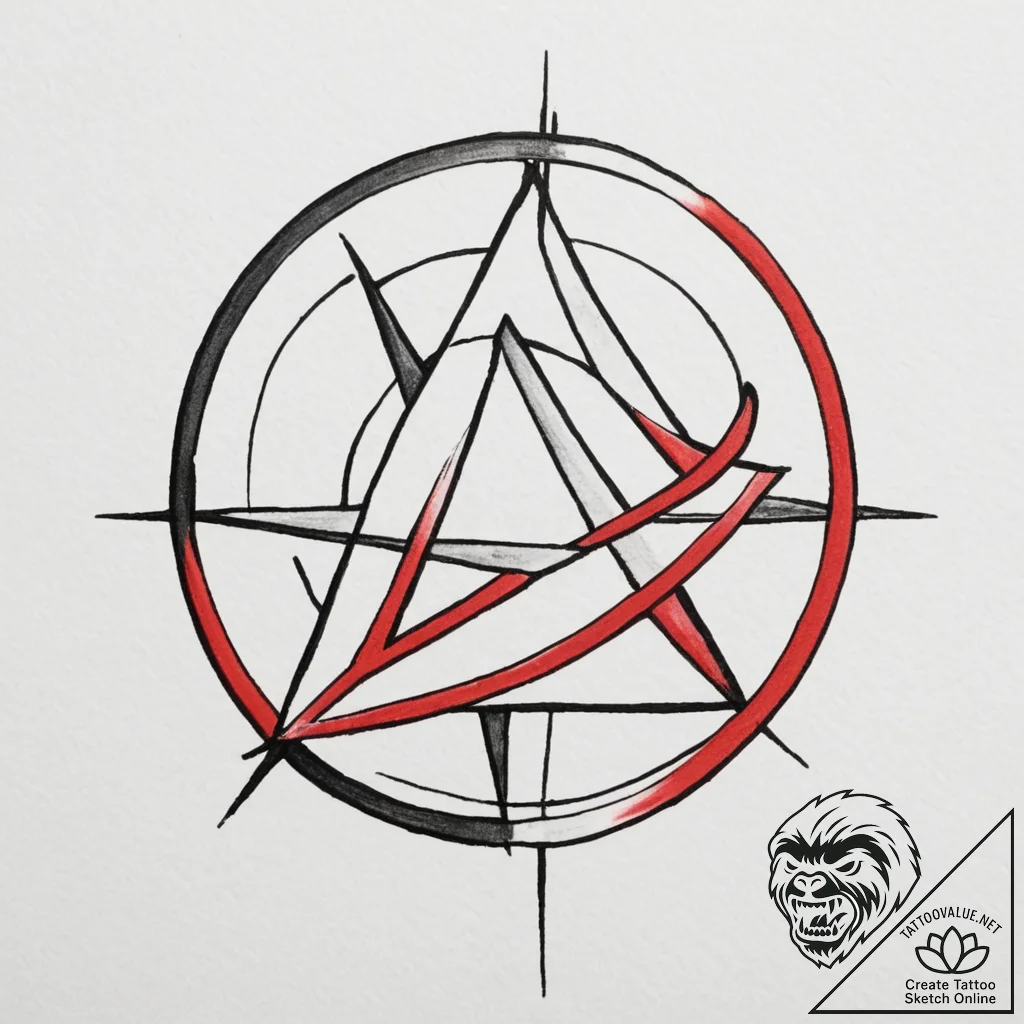 Anarchy, concept art for tattoo, minimalist t... - tattoo sketch (№1755548605_0, 18.08.2025 20:23) — tattoovalue.net