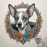 A dog with its head out of a car window, ears… – tattoo sketch (№1755548803_0, 18.08.2025 20:26) — tattoovalue.net