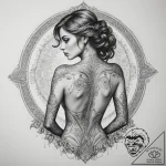 Circuit board pattern on a human back, artist… – tattoo sketch (№1755549200_0, 18.08.2025 20:33) — tattoovalue.net