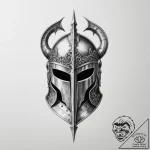 Tattoo design a detailed medieval helmet with… – tattoo sketch (№1755549399_0, 18.08.2025 20:36) — tattoovalue.net