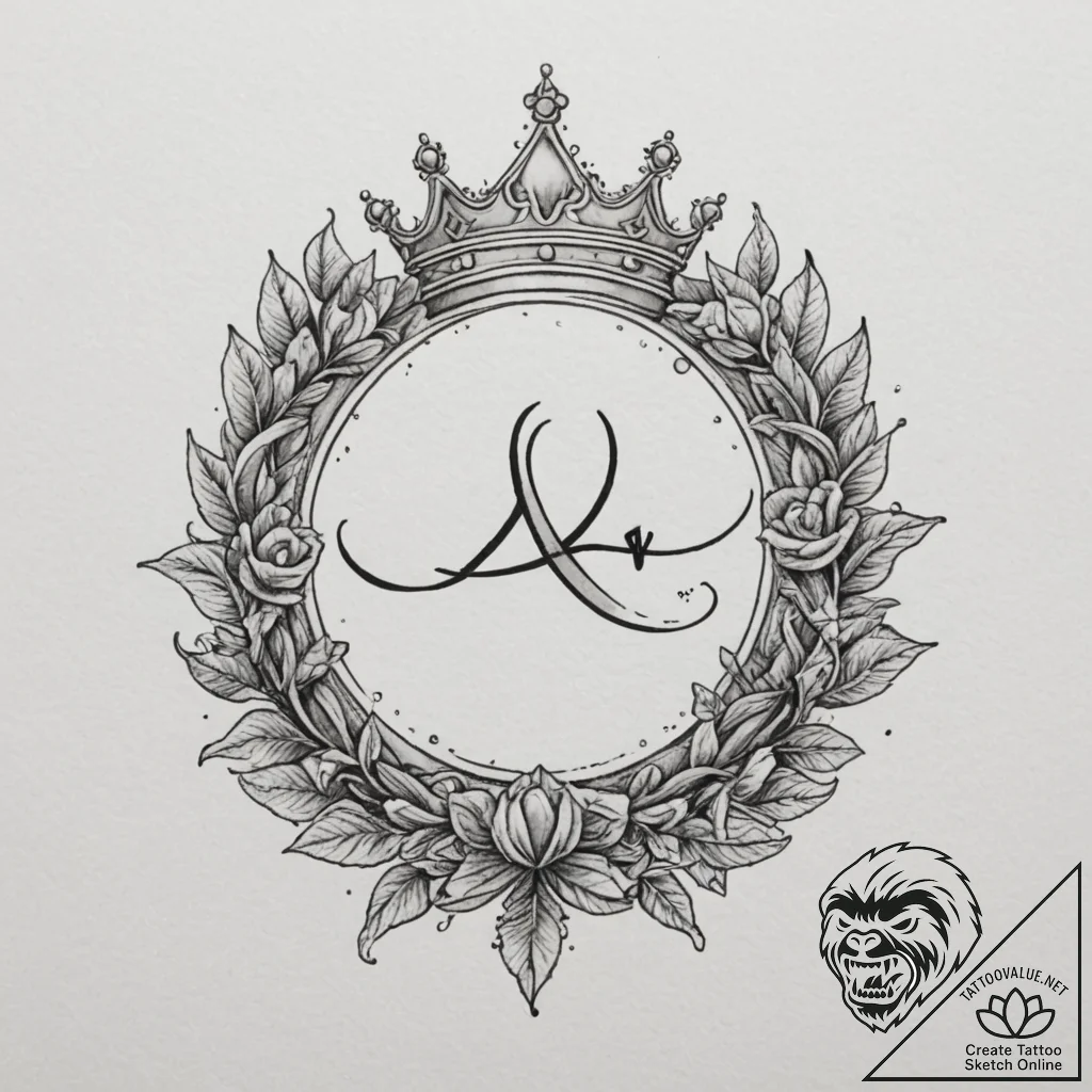 Tattoo design a crown intertwined with an inf... - tattoo sketch (№1755549794_0, 18.08.2025 20:43) — tattoovalue.net