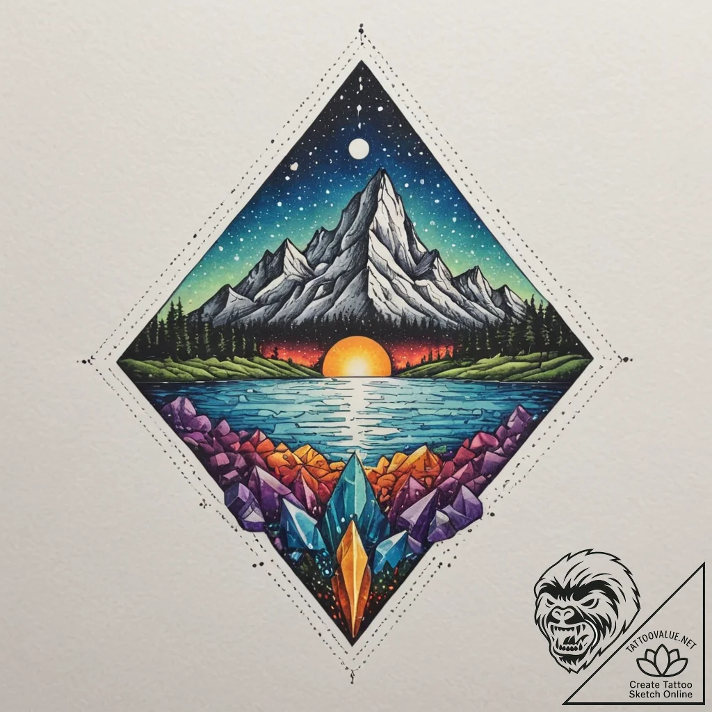Crystal cave, ink illustration for tattoo, on... - tattoo sketch (№1755551770_0, 18.08.2025 21:16) — tattoovalue.net