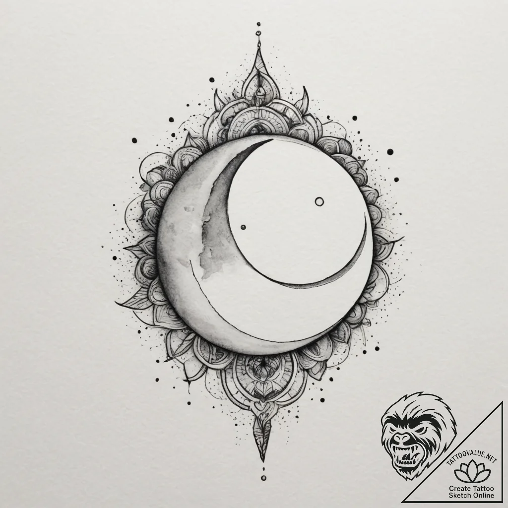 Tattoo sketch a subtle geometric moon phase s... - tattoo sketch (№1755551966_0, 18.08.2025 21:19) — tattoovalue.net