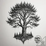 Tattoo sketch a strong, stoic redwood tree, r… – tattoo sketch (№1755552164_0, 18.08.2025 21:22) — tattoovalue.net