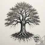 Tattoo design a powerful oak tree, its roots… – tattoo sketch (№1755553363_0, 18.08.2025 21:42) — tattoovalue.net