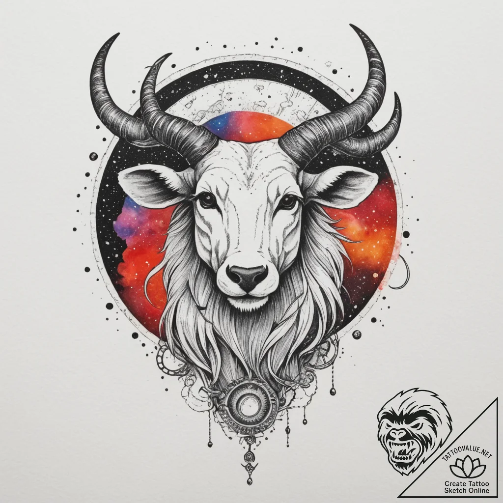 Tattoo sketch a zodiac animal outline filled... - tattoo sketch (№1755553560_0, 18.08.2025 21:46) — tattoovalue.net