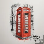 An old-fashioned red telephone box on a londo… – tattoo sketch (№1755555351_0, 18.08.2025 22:15) — tattoovalue.net